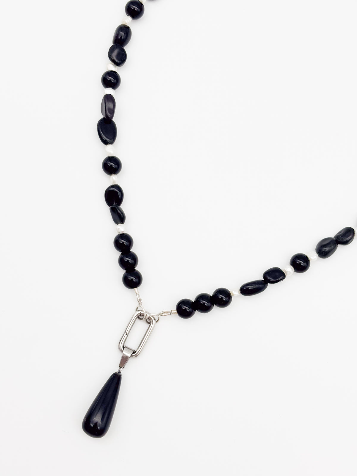 Black Moon Gemstone Charm Keeper Necklace