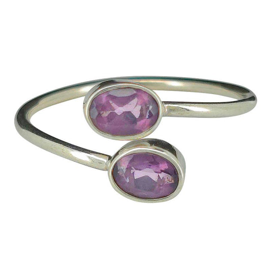 Faceted Amethyst Sterling Silver Adjustable Ring