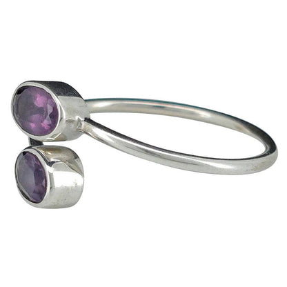 Faceted Amethyst Sterling Silver Adjustable Ring