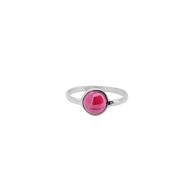 Garnet Sterling Silver Adjustable Ring