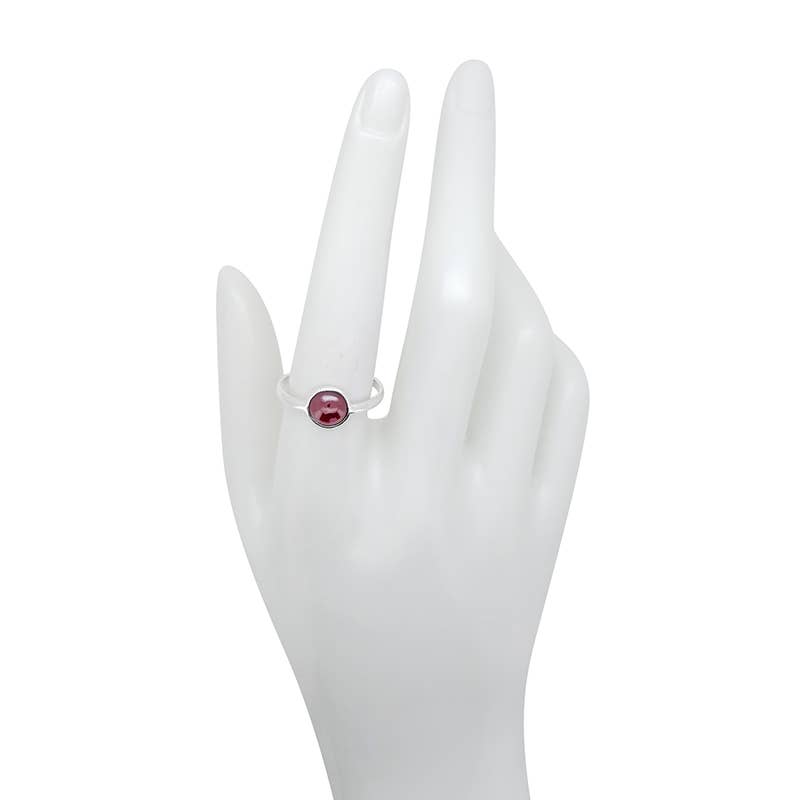 Garnet Sterling Silver Adjustable Ring