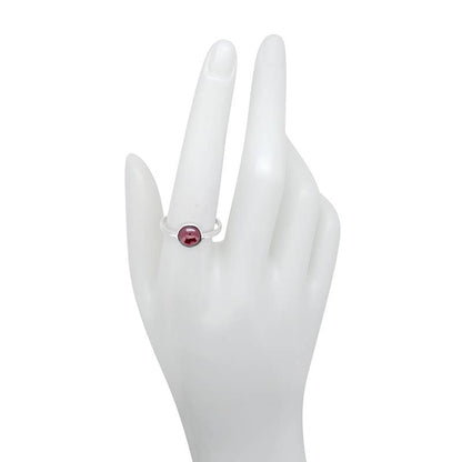 Garnet Sterling Silver Adjustable Ring