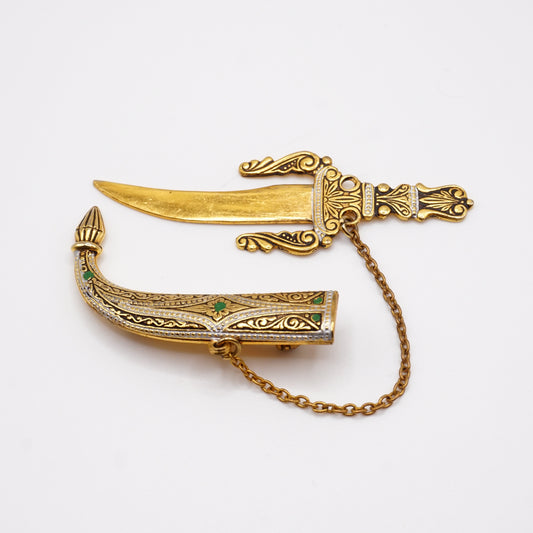 Dagger & Sheath Gold Pin Brooch