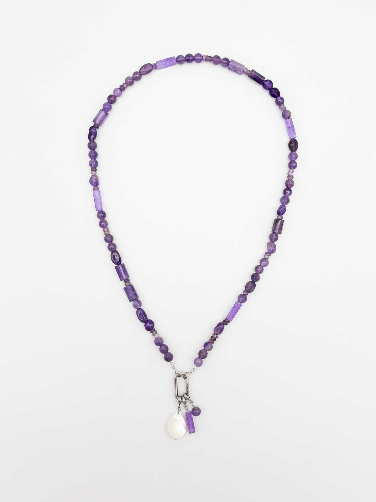 Purple Stack Gemstone Charm Keeper Necklace