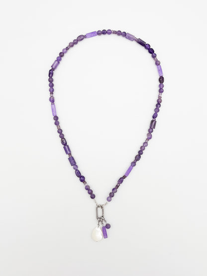 Purple Stack Gemstone Charm Keeper Necklace