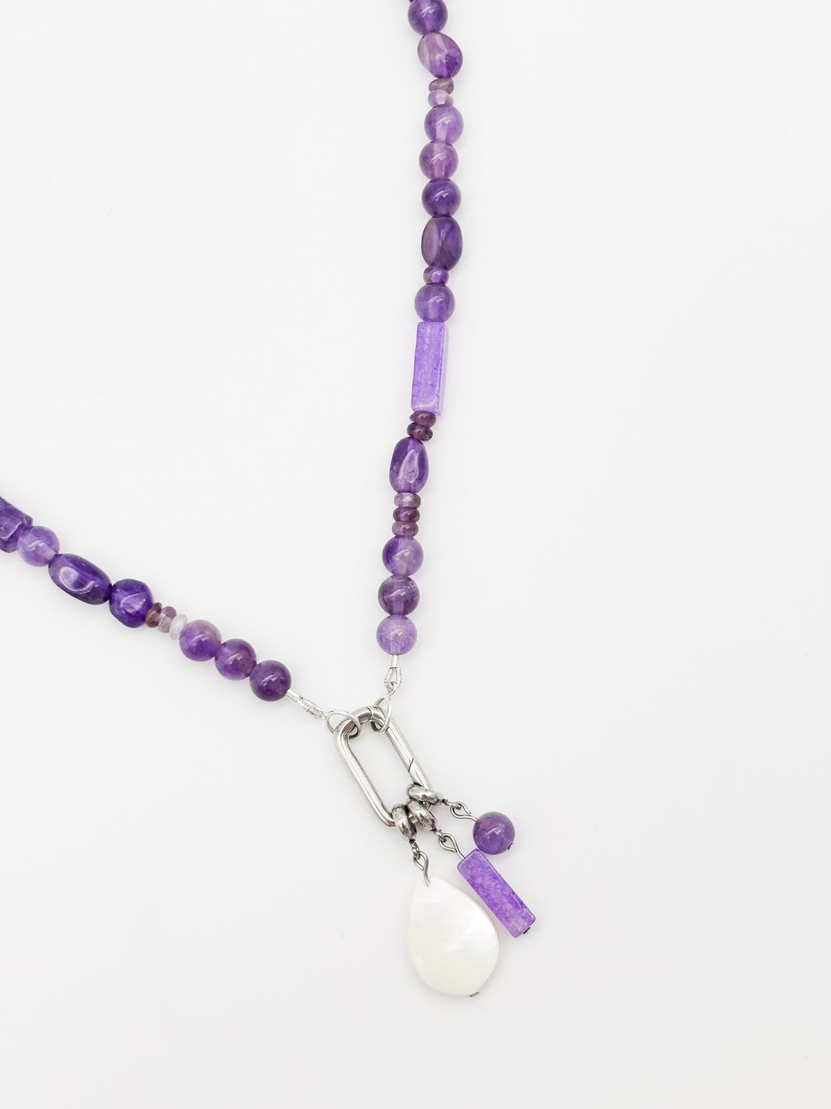 Purple Stack Gemstone Charm Keeper Necklace