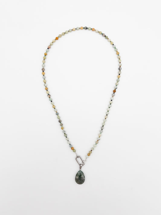 Earthtone Agate Gemstone Charm Keeper Necklace