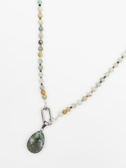 Earthtone Agate Gemstone Charm Keeper Necklace