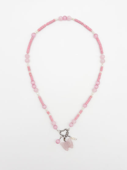 Blush Pearl Gemstone Charm Keeper Necklace