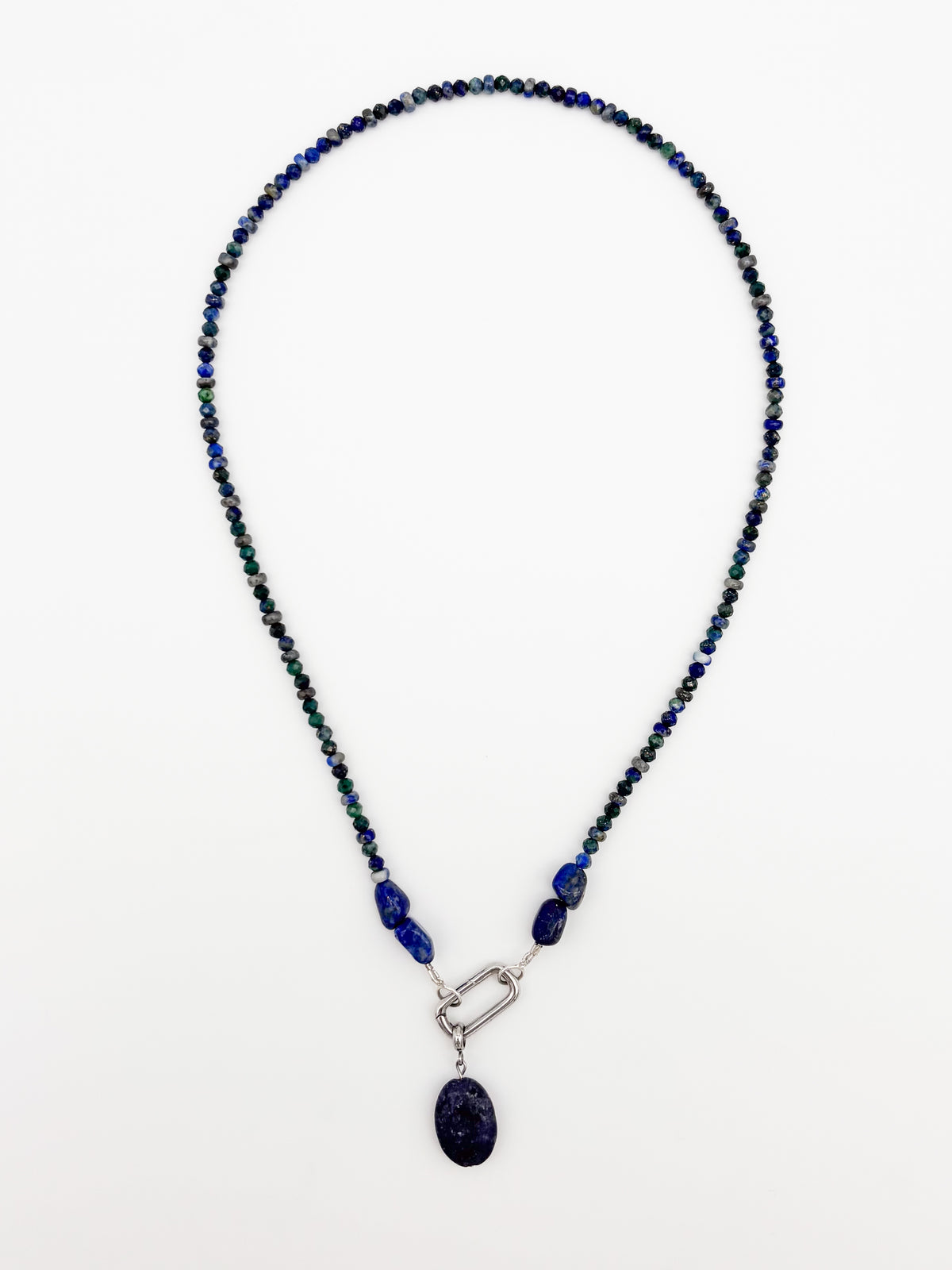Midnight Lapis Gemstone Charm Keeper Necklace