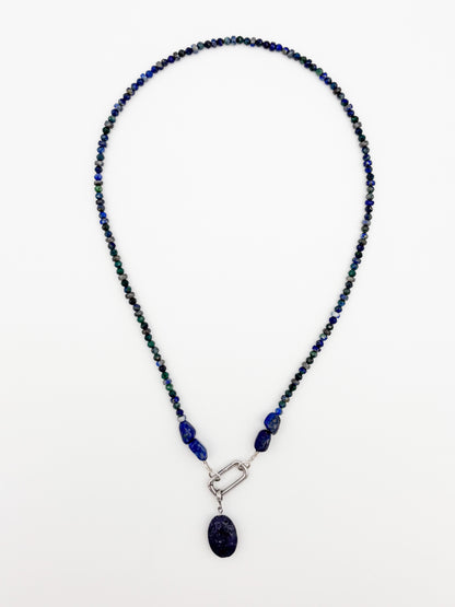 Midnight Lapis Gemstone Charm Keeper Necklace
