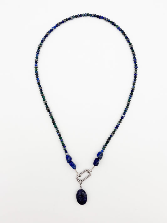 Midnight Lapis Gemstone Charm Keeper Necklace