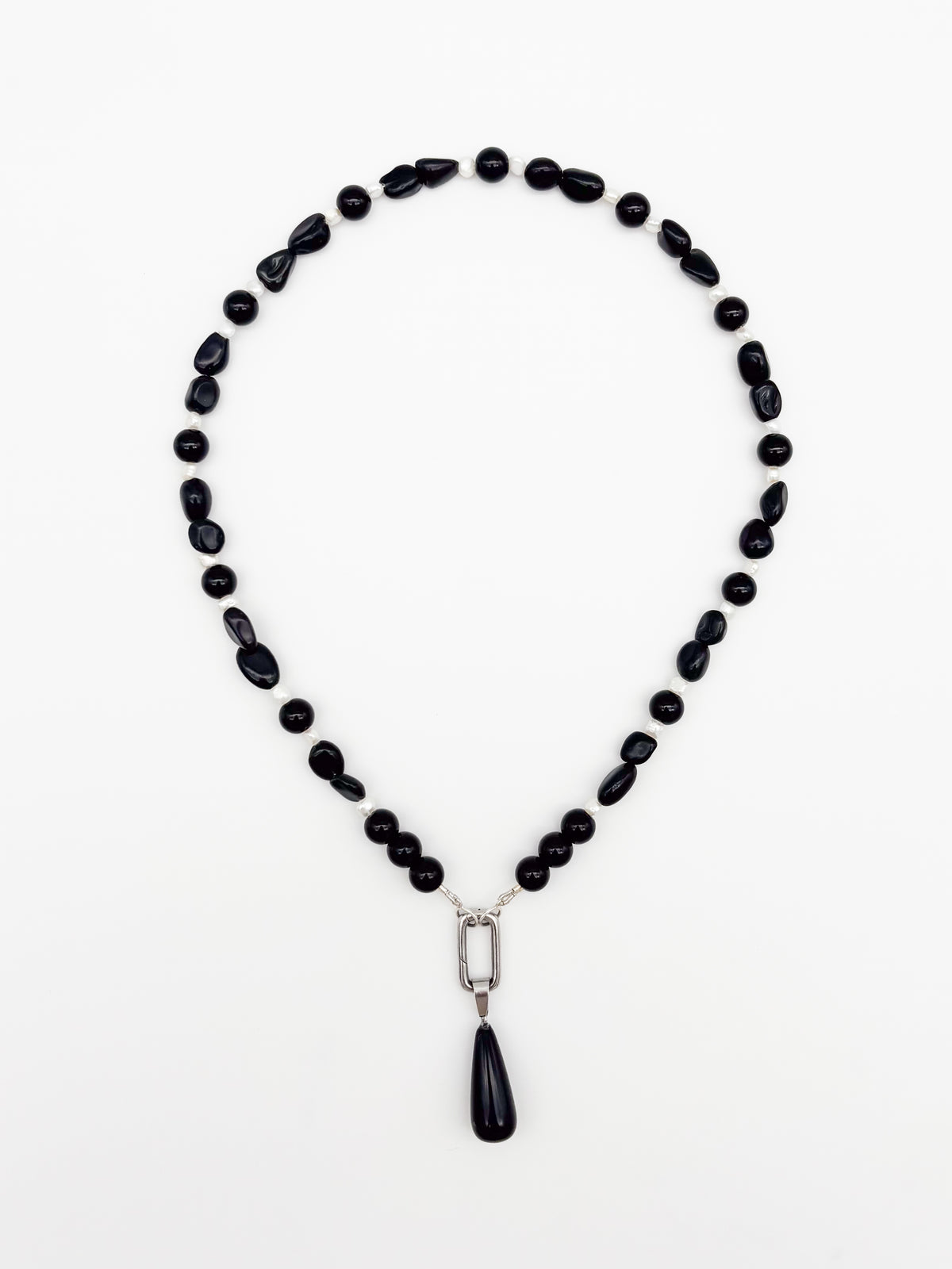 Black Moon Gemstone Charm Keeper Necklace