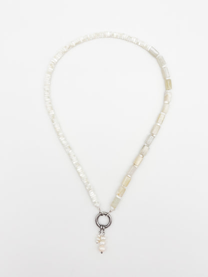 Moonwashed Shell Gemstone Charm Keeper Necklace