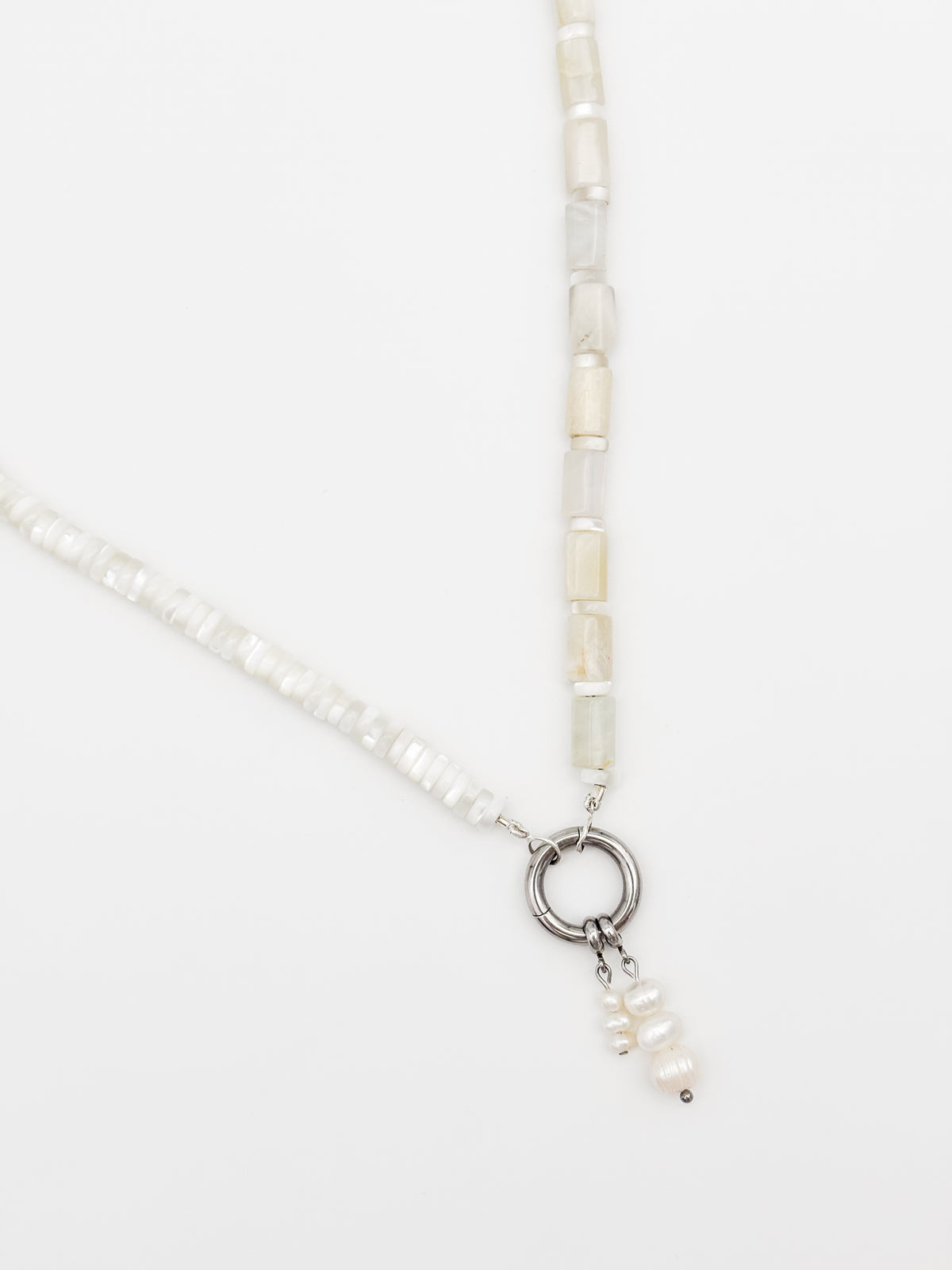 Moonwashed Shell Gemstone Charm Keeper Necklace