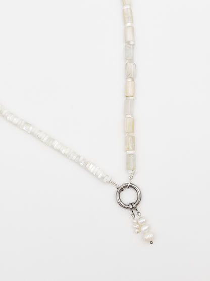 Moonwashed Shell Gemstone Charm Keeper Necklace