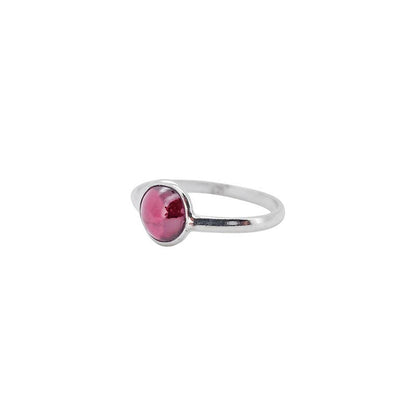 Garnet Sterling Silver Adjustable Ring