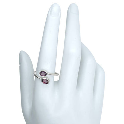 Faceted Amethyst Sterling Silver Adjustable Ring