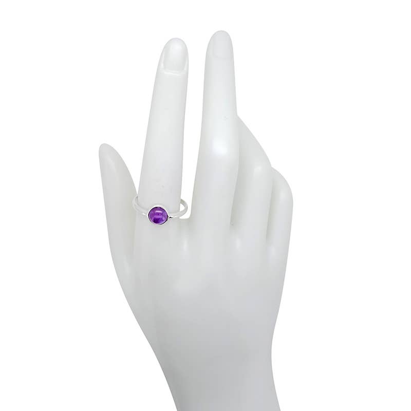 Amethyst Sterling Silver Adjustable Ring