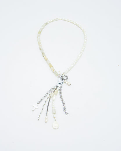 Moonwashed Shell Gemstone Charm Keeper Necklace